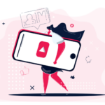 Illustration of audience using short-form and influencer science marketing trends