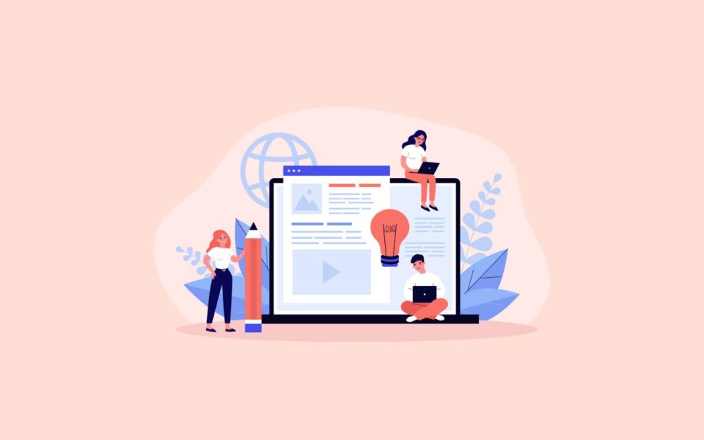 illustration showing a website with native articles