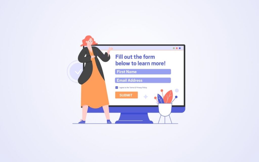 illustration showing a lead generation form on a computer screen
