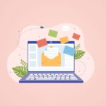 illustration showing a laptop with emails on screen