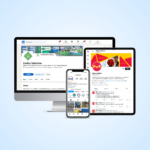 illustration showing the social media pages of science brands