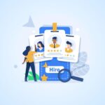 illustration showing resumes for a job search