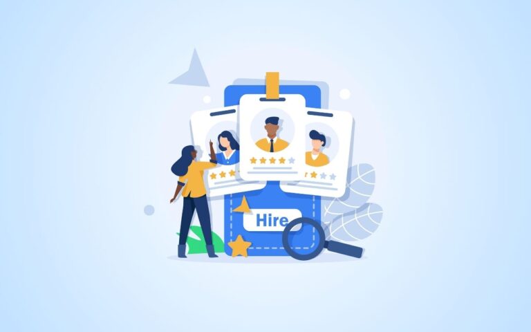 illustration showing resumes for a job search