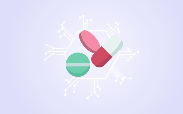illustration showing AI in drug discovery marketing