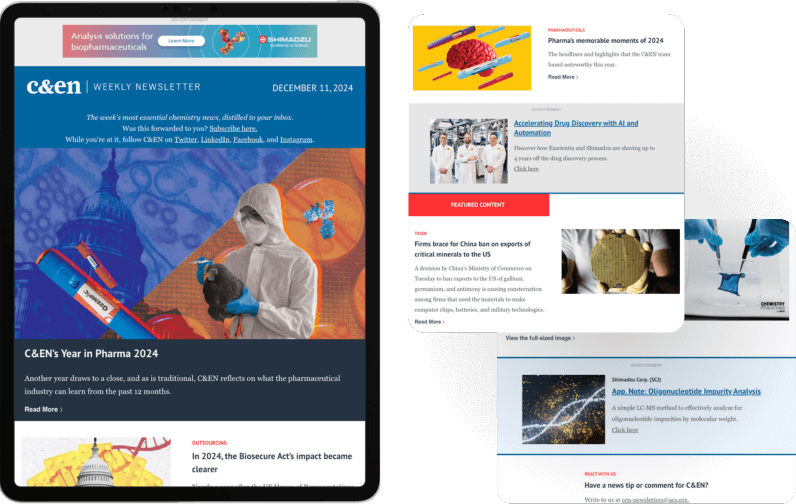 C&EN Weekly Newsletter Ad Examples