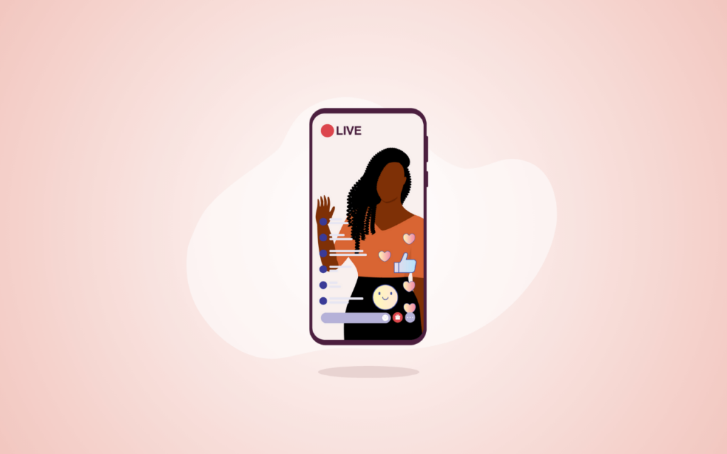An illustration of science influencers recording a video on a mobile phone