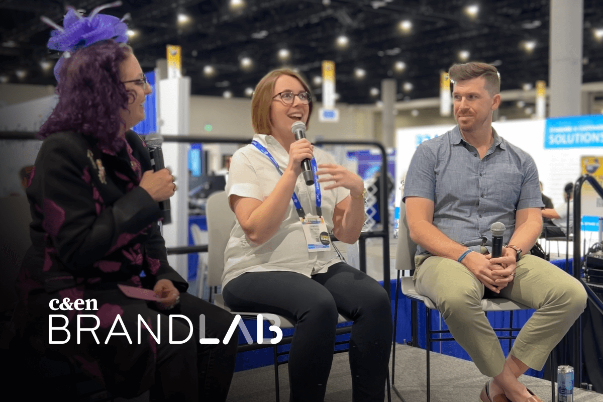 BrandLab editors speaking at a panel event at an ACS meeting
