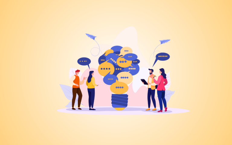 effective science communication shown as text bubbles forming a lightbulb