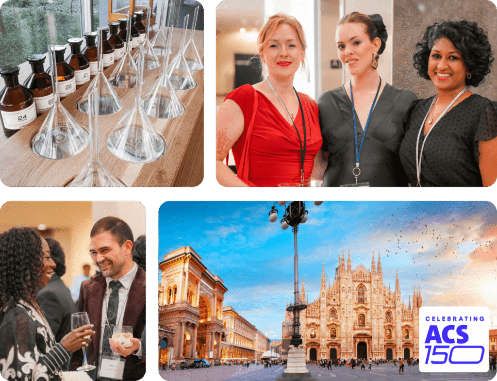 grid of images of Milan and guests enjoying reception